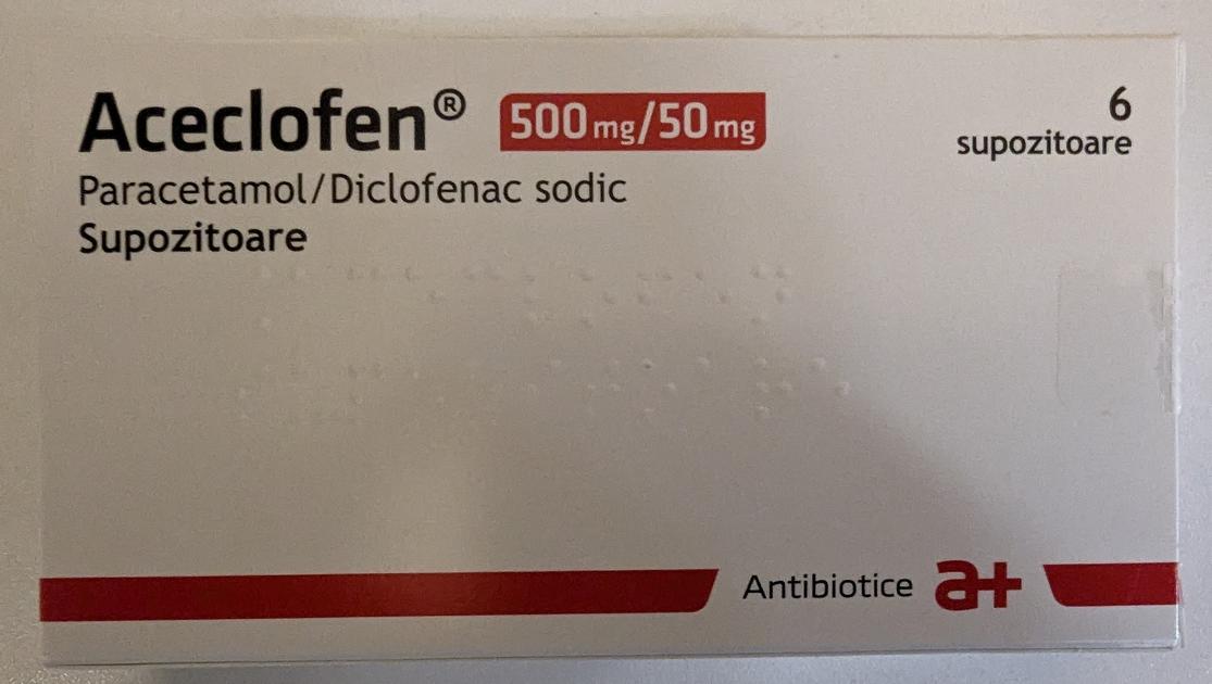 ACECLOFEN 500mg/50mg supozitoare ANTIBIOTICE, paracetamol+diclofenac