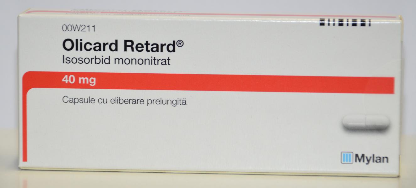 OLICARD 40mg RETARD prolonged release capsules ABBOTT, isosorbide mononitrate